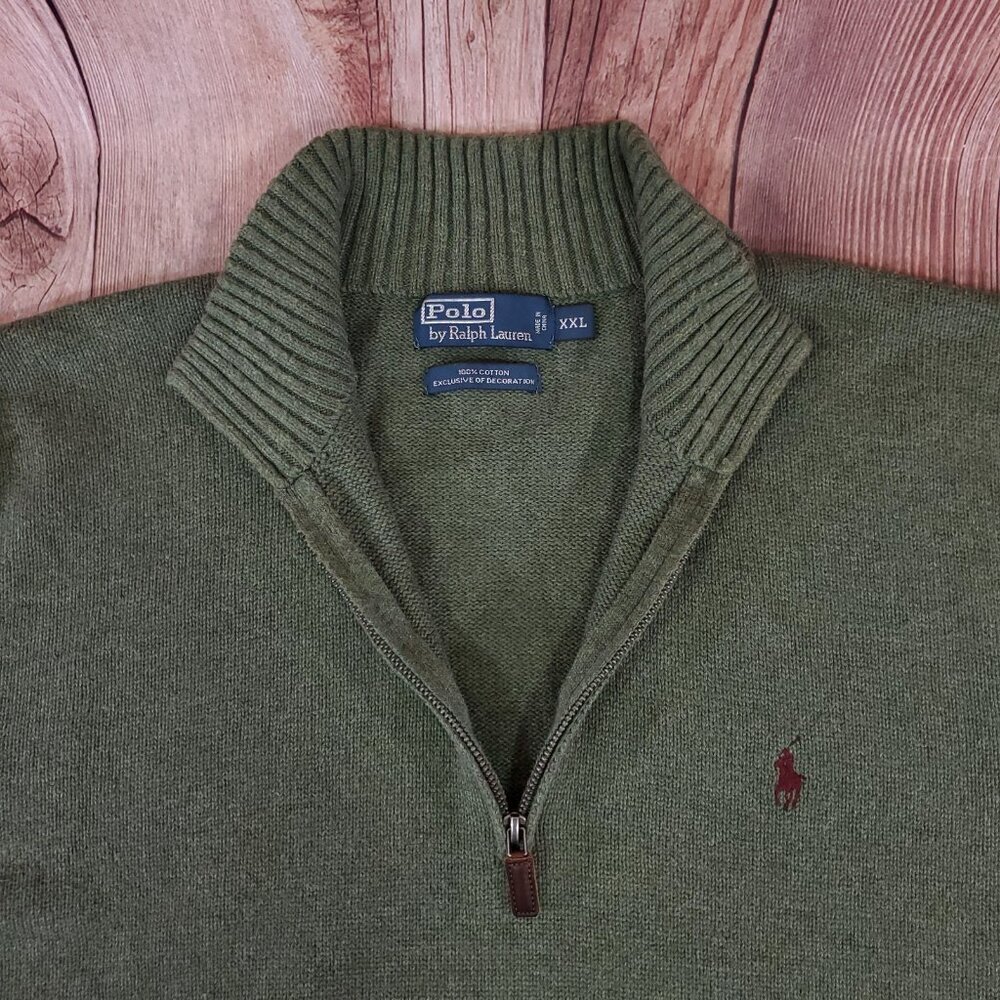 Vintage Polo by Ralph Lauren Mens XXL 1/4 Zip Pullover Sweater Mock Neck Pony - Picture 6 of 15